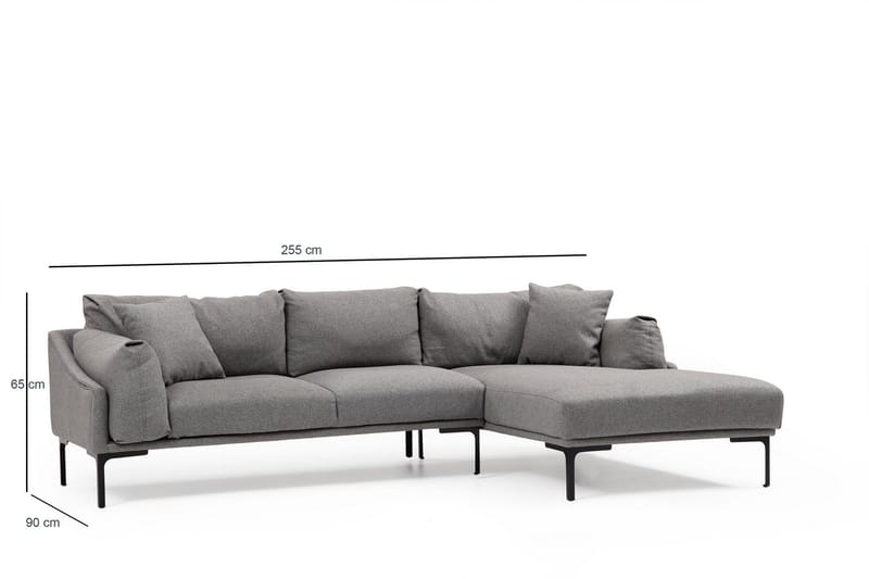 Glenure Soffa m. Divan 4-sits - Grå - Möbler - Soffa - Divansoffor & schäslongsoffa