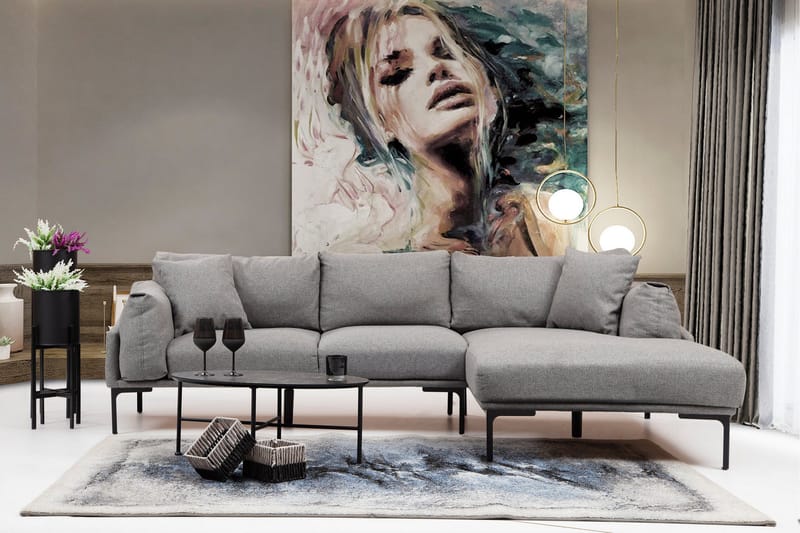 Glenure Soffa m. Divan 4-sits - Grå - Möbler - Soffa - Divansoffor & schäslongsoffa