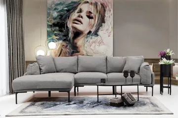Glenure Soffa m. Divan 4-sits - Grå - Möbler - Soffa - Divansoffor & schäslongsoffa