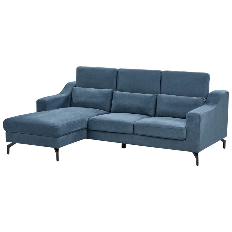 Glosli Vänstervänd Hörnsoffa med Divan och Schäslong 220 cm i Chenille - Stålblå - Möbler - Soffa - Divansoffor & schäslongsoffa