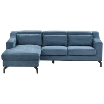 Glosli Vänstervänd Hörnsoffa med Divan och Schäslong 220 cm i Chenille - Stålblå - Möbler - Soffa - Divansoffor & schäslongsoffa