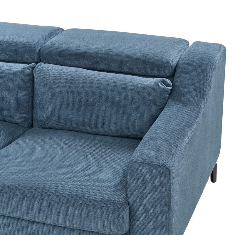Glosli Vänstervänd Hörnsoffa med Divan och Schäslong 220 cm i Chenille - Stålblå - Möbler - Soffa - Divansoffor & schäslongsoffa