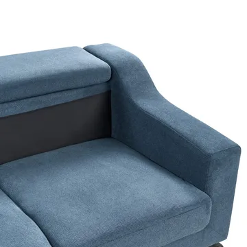 Glosli Vänstervänd Hörnsoffa med Divan och Schäslong 220 cm i Chenille - Stålblå - Möbler - Soffa - Divansoffor & schäslongsoffa
