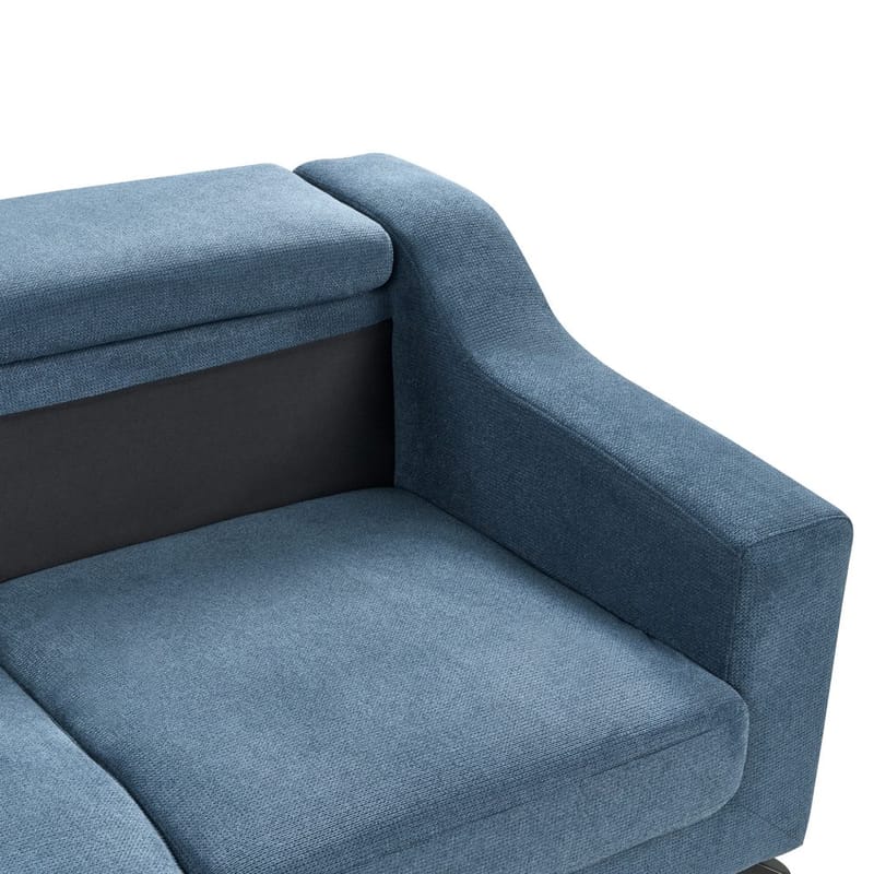 Glosli Vänstervänd Hörnsoffa med Divan och Schäslong 220 cm i Chenille - Stålblå - Möbler - Soffa - Divansoffor & schäslongsoffa