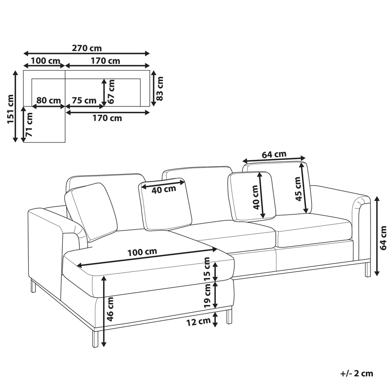 Hörnsoffa 4-sits Oslo Högervänd - Blågrön - Möbler - Soffa - Divansoffor & schäslongsoffa - 4 sits soffa med divan