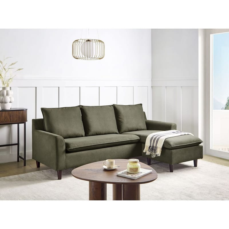 Hörnsoffa Elvenes - Grönt, mörkt trä/Vänstervänd - Möbler - Soffa - Hörnsoffa