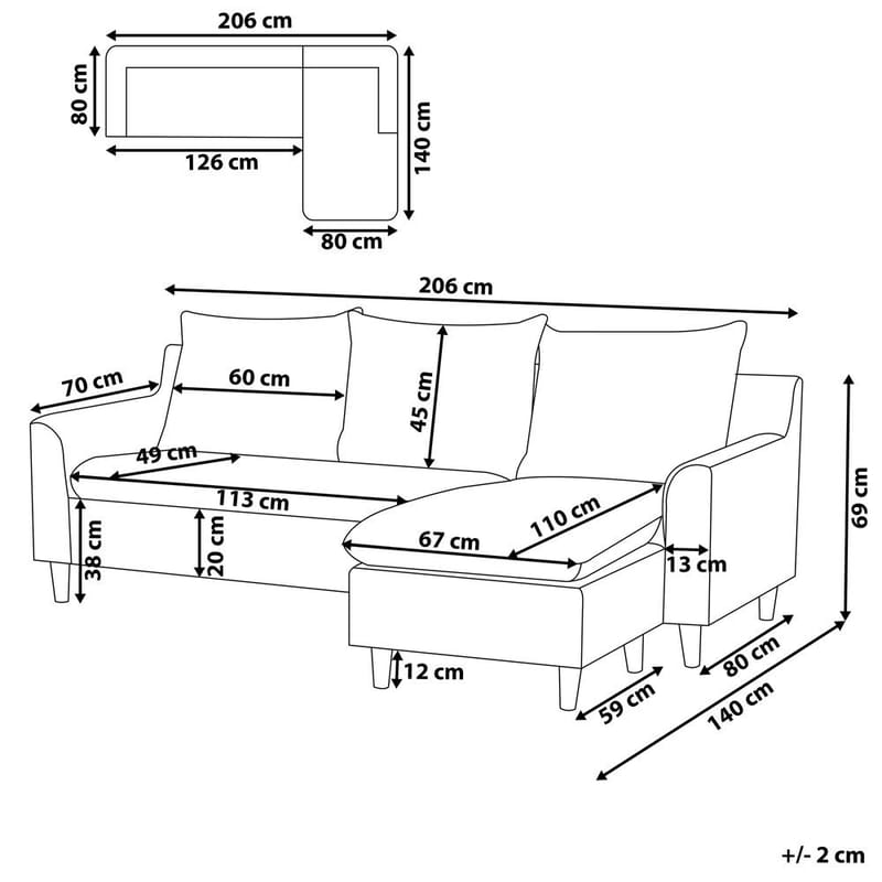Hörnsoffa Elvenes - Taupe, mörkt trä/Vänstervänd - Möbler - Soffa - Hörnsoffa - Hörnsoffa med divan