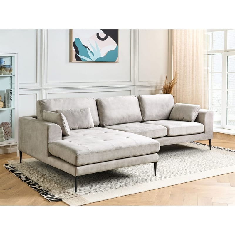 Hörnsoffa Flam - Grå, svart/Högervänd/Sammet - Möbler - Soffa - Hörnsoffa