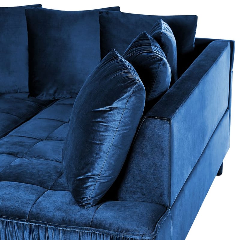 Hörnsoffa Grena - Blått, mörkt trä - Möbler - Soffa - Hörnsoffa - Howard hörnsoffa