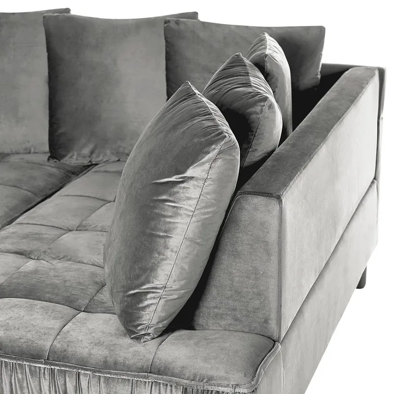 Hörnsoffa Grena - Grå, mörkt trä - Möbler - Soffa - Hörnsoffa