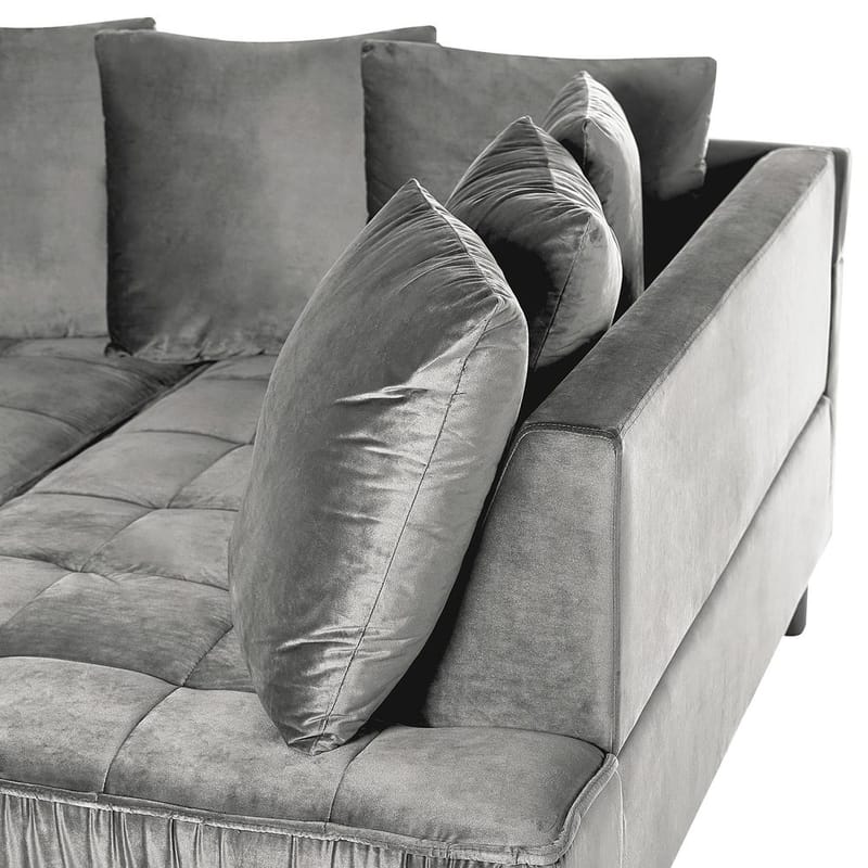 Hörnsoffa Grena - Grå, mörkt trä - Möbler - Soffa - Hörnsoffa