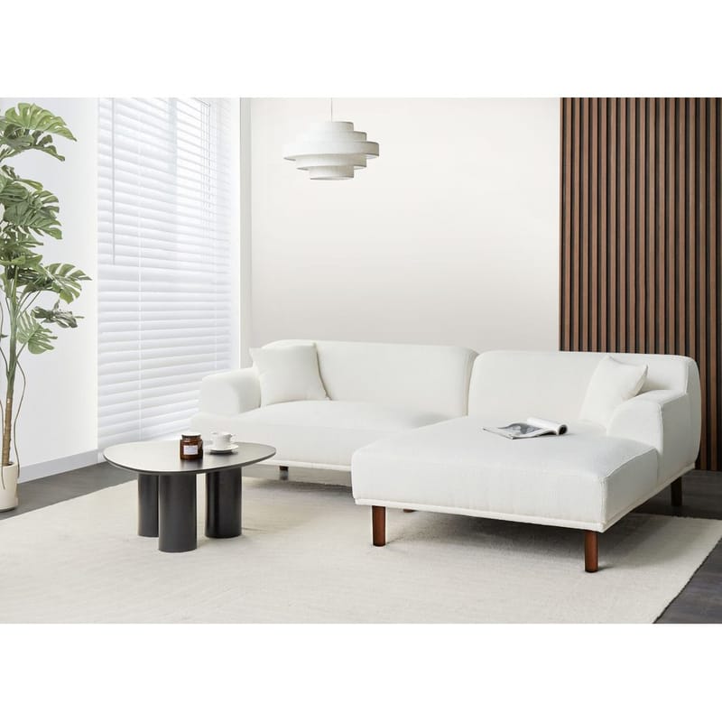 Hörnsoffa Holt - Vit, brun/Bouclé - Möbler - Soffa - Hörnsoffa