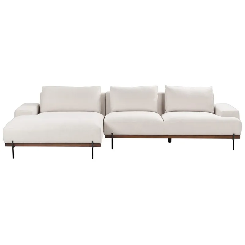 Hörnsoffa Mariferd - Beige, svart, mörkt trä/Högervänd - Möbler - Soffa - Hörnsoffa - Hörnsoffa med divan