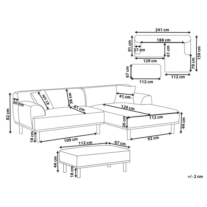 Hörnsoffa med fotpall Holt - Beige, brun/Polyester - Möbler - Soffa - Hörnsoffa - Hörnsoffa med divan