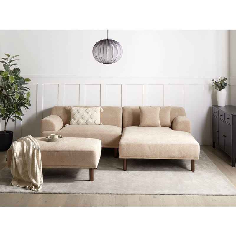 Hörnsoffa med fotpall Holt - Beige, brun/Polyester - Möbler - Soffa - Hörnsoffa - Hörnsoffa med divan