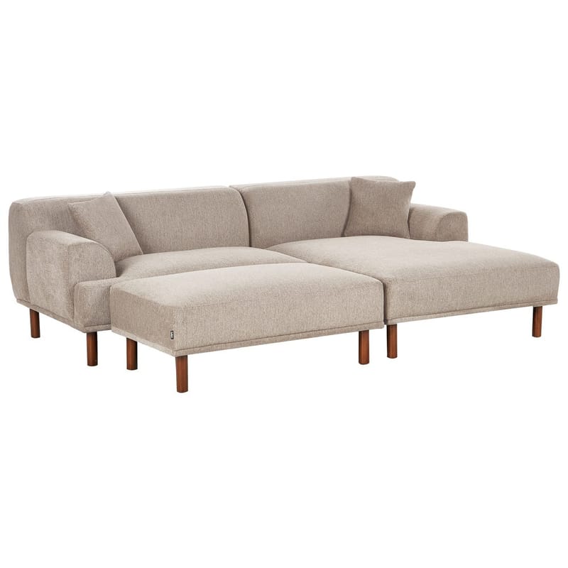 Hörnsoffa med fotpall Holt - Taupe, brun/Polyester - Möbler - Soffa - Hörnsoffa - Hörnsoffa med divan