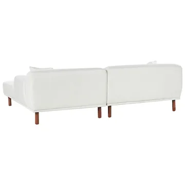 Hörnsoffa med fotpall Holt - Vit, brun/Bouclé - Möbler - Soffa - Divansoffor & schäslongsoffa