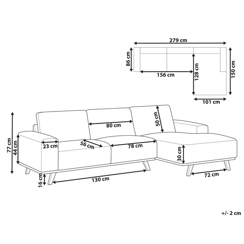 Hörnsoffa Nora - Beige, ljust trä/Vänstervänd - Möbler - Soffa - Hörnsoffa