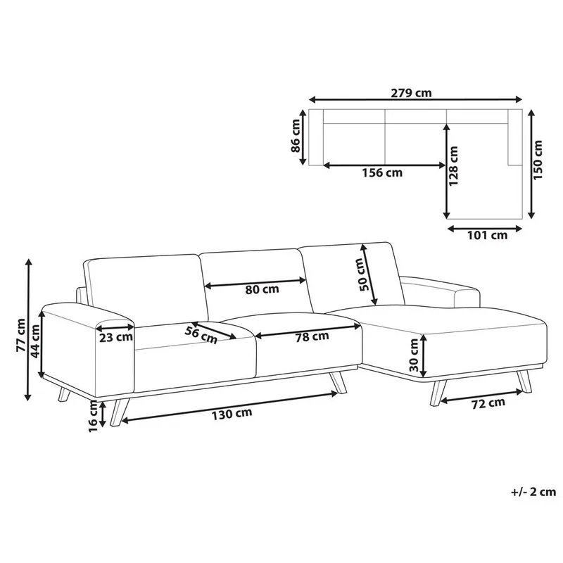 Hörnsoffa Nora - Beige, ljust trä/Vänstervänd - Möbler - Soffa - Hörnsoffa - Hörnsoffa med divan