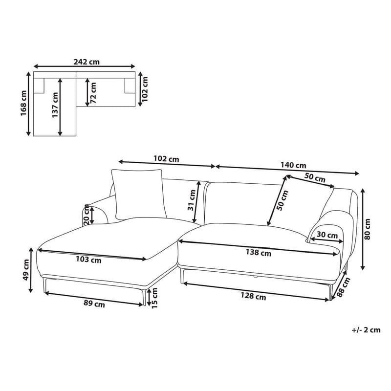 Hörnsoffa Stenum - Ljusbrun, mässing/Högervänd - Möbler - Soffa - Hörnsoffa - Howard hörnsoffa