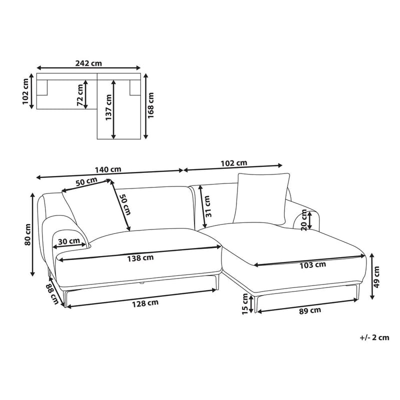Hörnsoffa Stenum - Ljusbrun, mässing/Vänstervänd - Möbler - Soffa - Hörnsoffa - Howard hörnsoffa