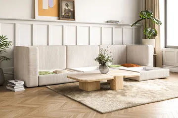 Hagblom 4-sits Divansoffa med Förvaring Vändbar - Beige - Möbler - Soffa - Divansoffor & schäslongsoffa