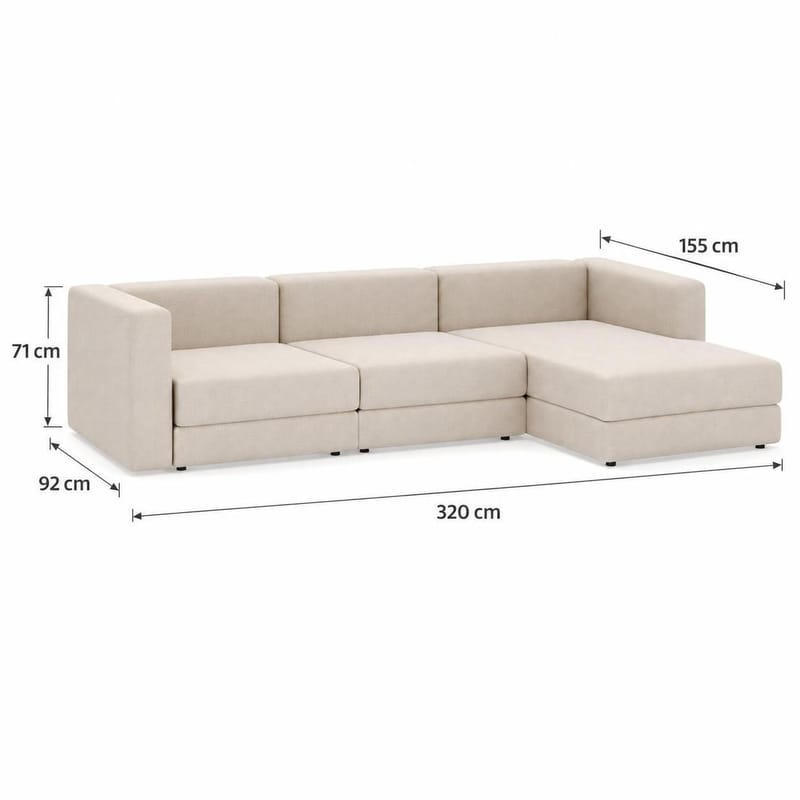 Hagblom 4-sits Divansoffa med Förvaring Vändbar - Beige - Möbler - Soffa - Divansoffor & schäslongsoffa