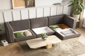 Hagblom 4-sits Divansoffa med Förvaring Vändbar - Taupe - Möbler - Soffa - Divansoffor & schäslongsoffa