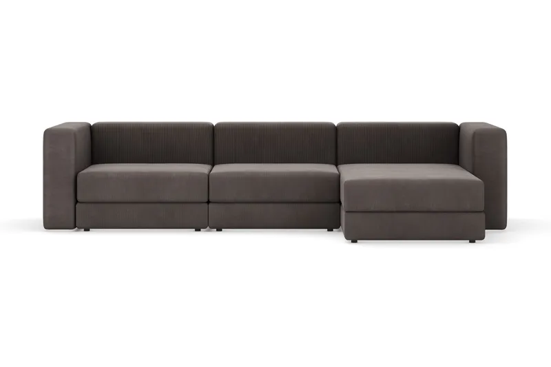 Hagblom 4-sits Vändbar Divansoffa 320 cm med Förvaring i Manchestertyg, Brun