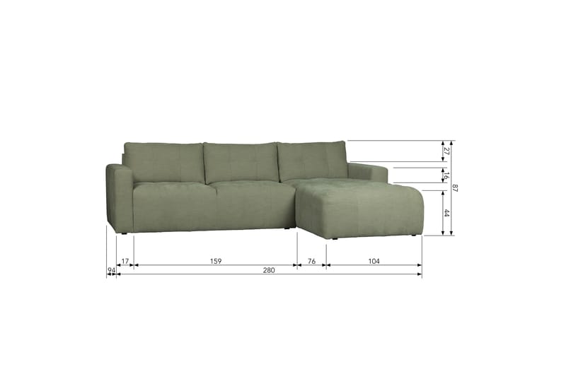Hippylur 3-Sits Soffa Höger - Grön - Möbler - Soffa - Divansoffor & schäslongsoffa