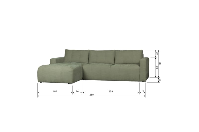 Hippylur 3-Sits Soffa Vänster - Grön - Möbler - Soffa - Divansoffor & schäslongsoffa