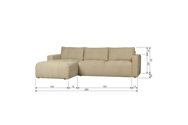 Hippylur 3-Sits Soffa Vänster - Sand - Möbler - Soffa - Divansoffor & schäslongsoffa