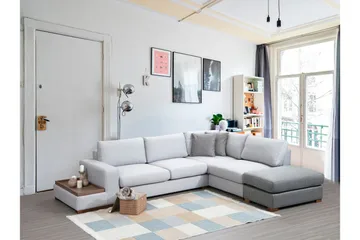Huelva 5-sits Högervänd L-formad Divansoffa 308 cm med Schäslong i Tyg - Grå - Möbler - Soffa - Divansoffor & schäslongsoffa