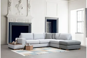Huelva 5-sits Högervänd L-formad Divansoffa 308 cm med Schäslong i Tyg - Grå - Möbler - Soffa - Divansoffor & schäslongsoffa