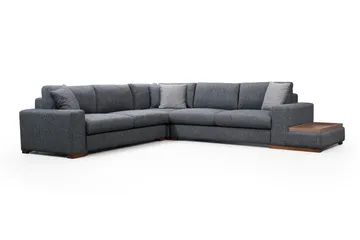Huelva 5-sits Högervänd L-formad Hörnsoffa 323 cm med Sidobord i Tyg - Grå - Möbler - Soffa - Hörnsoffa