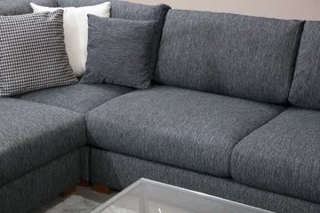 Huelva 5-sits Högervänd L-formad Hörnsoffa 323 cm med Sidobord i Tyg - Grå - Möbler - Soffa - Hörnsoffa