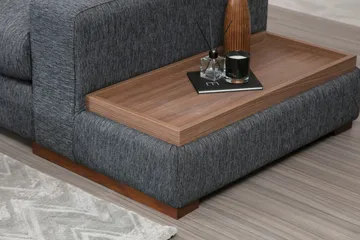 Huelva 5-sits Högervänd L-formad Hörnsoffa 323 cm med Sidobord i Tyg - Grå - Möbler - Soffa - Hörnsoffa