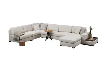 Huelva 5-sits Vänstervänd U-formad Hörnsoffa med Divan i Tyg - Beige - Möbler - Soffa - Hörnsoffa - Hörnsoffa med divan