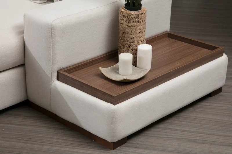 Huelva 5-sits Vänstervänd U-formad Hörnsoffa med Divan i Tyg - Beige - Möbler - Soffa - Hörnsoffa - Hörnsoffa med divan