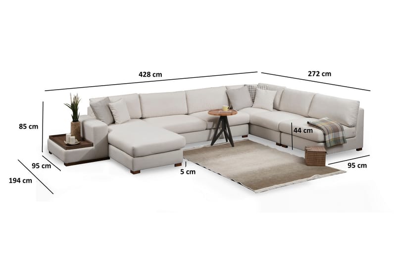 Huelva Divansoffa - Beige - Möbler - Soffa - Divansoffor & schäslongsoffa