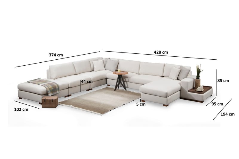 Huelva Divansoffa - Beige - Möbler - Soffa - Divansoffor & schäslongsoffa