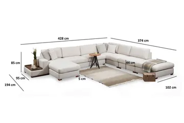 Huelva Divansoffa - Beige - Möbler - Soffa - Hörnsoffa - Hörnsoffa med divan