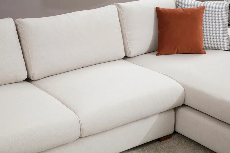 Huelva Högervänd L-formad Divansoffa med Schäslong 270 cm i Tyg - Benvit - Möbler - Soffa - Divansoffor & schäslongsoffa