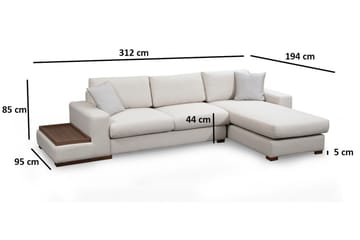 Huelva Högervänd L-formad Divansoffa med Schäslong 312 cm i Tyg - Beige - Möbler - Soffa - Divansoffor & schäslongsoffa