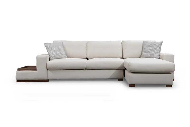 Huelva Högervänd L-formad Divansoffa med Schäslong 312 cm i Tyg, Beige