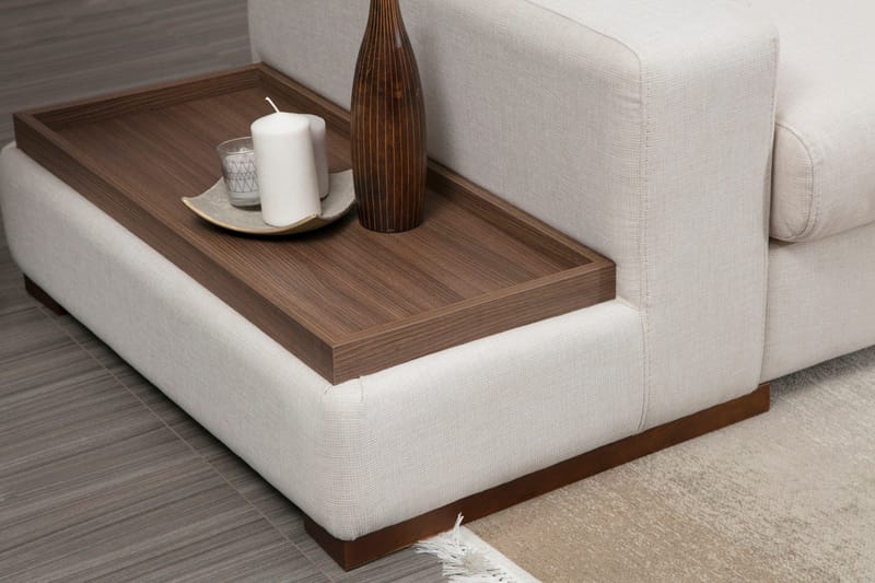 Huelva Högervänd L-formad Divansoffa med Schäslong 312 cm i Tyg - Beige - Möbler - Soffa - Divansoffor & schäslongsoffa