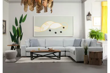Huelva Högervänd L-formad Hörnsoffa 322 cm i Tyg med Breda Armstöd - Beige - Möbler - Soffa - Hörnsoffa