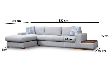 Huelva Vänstervänd L-formad Divansoffa med Schäslong 332 cm i Tyg - Grå - Möbler - Soffa - Divansoffor & schäslongsoffa