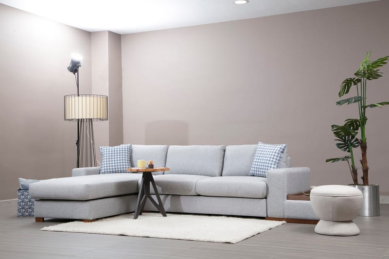 Huelva Vänstervänd L-formad Divansoffa med Schäslong 332 cm i Tyg - Grå - Möbler - Soffa - Divansoffor & schäslongsoffa