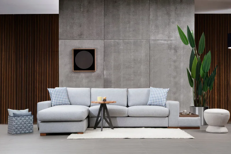 Huelva Vänstervänd L-formad Divansoffa med Schäslong 332 cm i Tyg - Grå - Möbler - Soffa - Divansoffor & schäslongsoffa